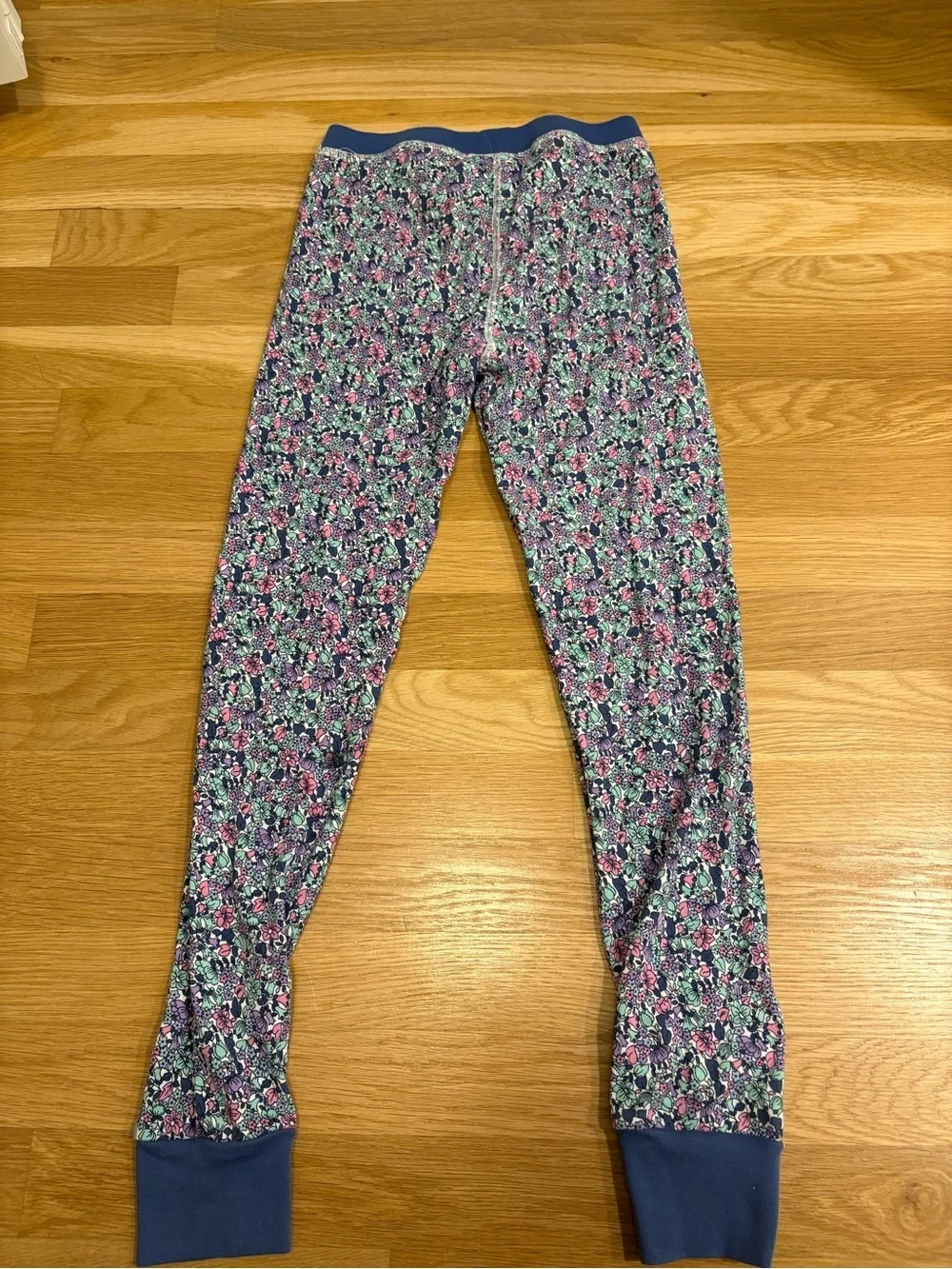 J. Crew Girls Long Sleeve Printed PJ Set Ivory Aqua Size 10